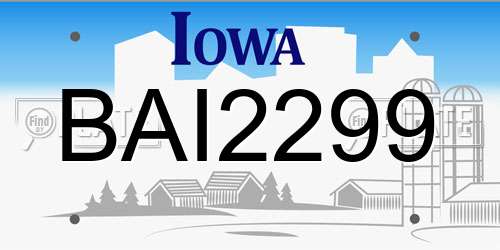 BAI2299 Iowa License Plate