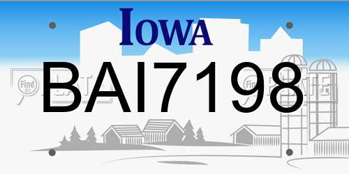 BAI7198 Iowa License Plate