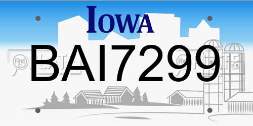 BAI7299 Iowa License Plate