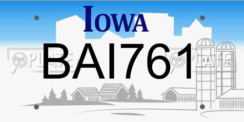 BAI761 Iowa License Plate