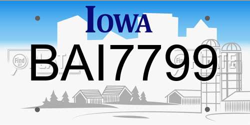 BAI7799 Iowa License Plate