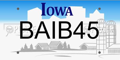BAIB45 Iowa License Plate