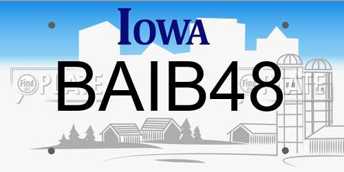 BAIB48 Iowa License Plate
