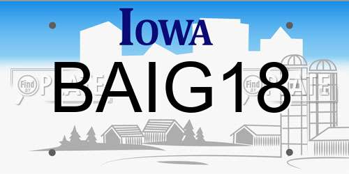 BAIG18 Iowa License Plate