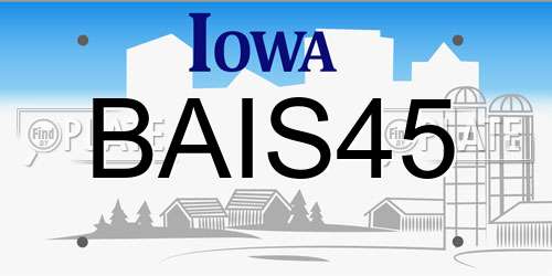 BAIS45 Iowa License Plate