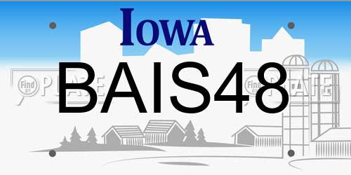 BAIS48 Iowa License Plate