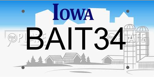 BAIT34 Iowa License Plate