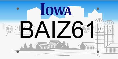 BAIZ61 Iowa License Plate