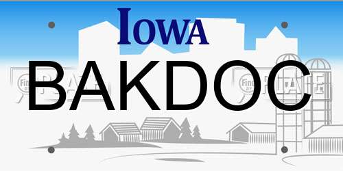 BAKDOC Iowa License Plate