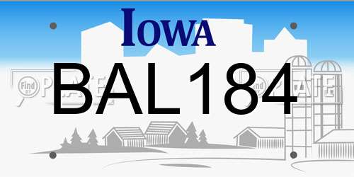 BAL184 Iowa License Plate