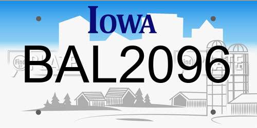 BAL2096 Iowa License Plate