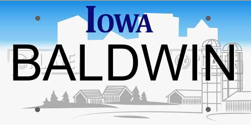 BALDWIN Iowa License Plate