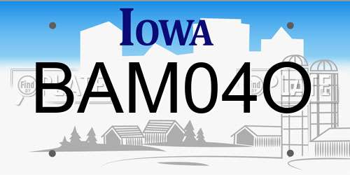 BAM04O Iowa License Plate