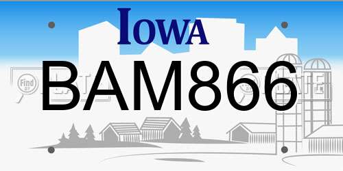 BAM866 Iowa License Plate