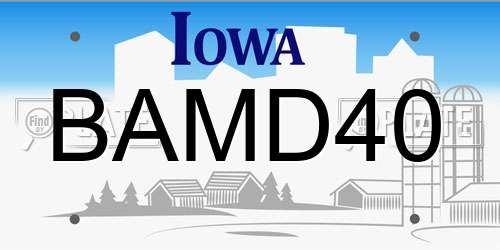 BAMD40 Iowa License Plate