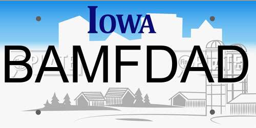 BAMFDAD Iowa License Plate