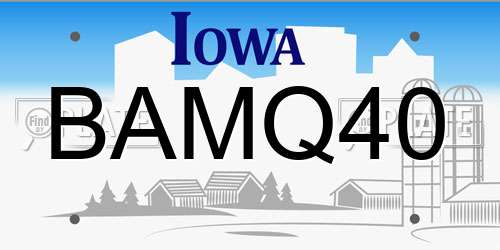 BAMQ40 Iowa License Plate