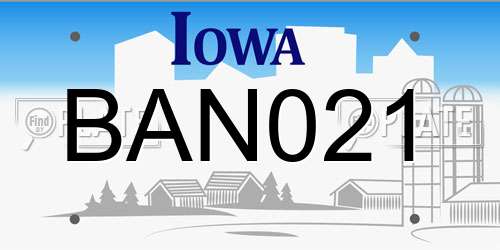 BAN021 Iowa License Plate