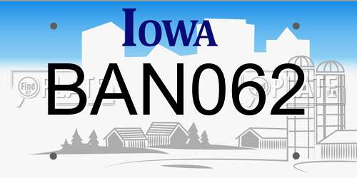 BAN062 Iowa License Plate
