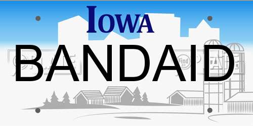 BANDAID Iowa License Plate