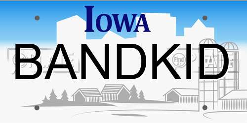 BANDKID Iowa License Plate