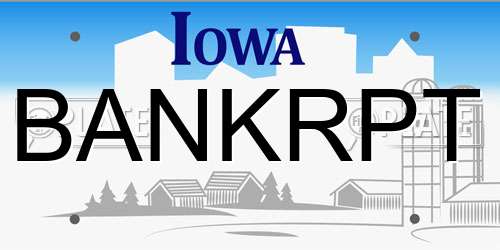 BANKRPT Iowa License Plate