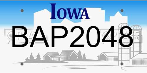 BAP2048 Iowa License Plate