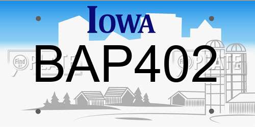 BAP402 Iowa License Plate