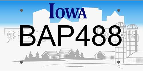 BAP488 Iowa License Plate