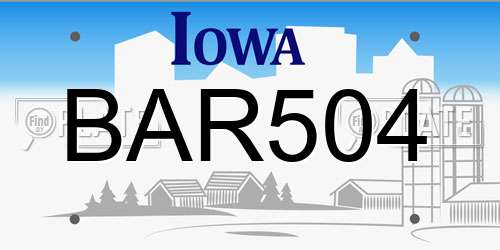 BAR504 Iowa License Plate