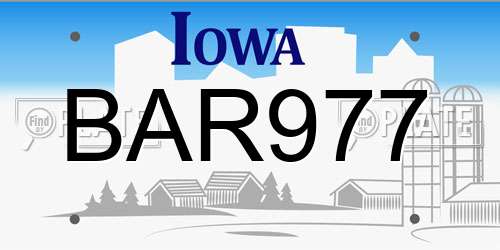 BAR977 Iowa License Plate
