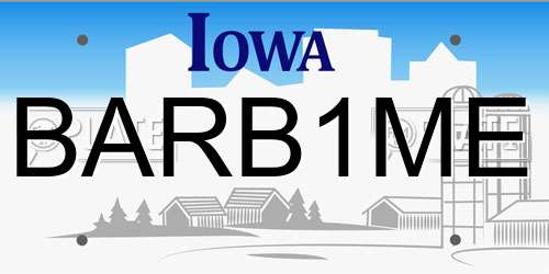 BARB1ME Iowa License Plate