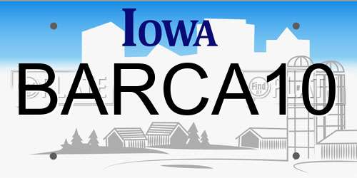 BARCA10 Iowa License Plate