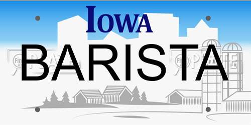 BARISTA Iowa License Plate
