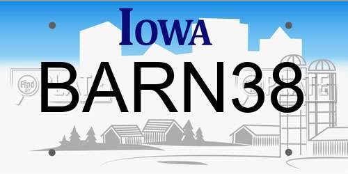BARN38 Iowa License Plate