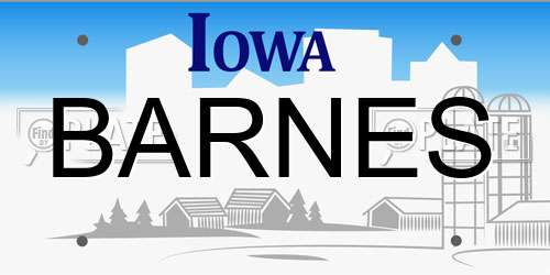 BARNES Iowa License Plate