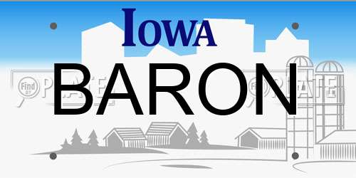 BARON Iowa License Plate