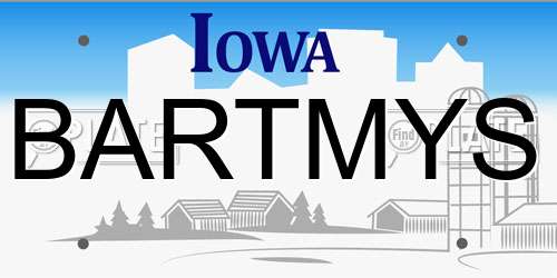 BARTMYS Iowa License Plate
