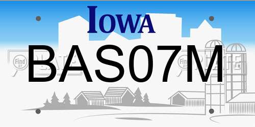 BAS07M Iowa License Plate