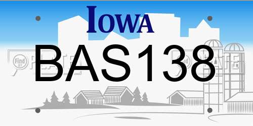 BAS138 Iowa License Plate