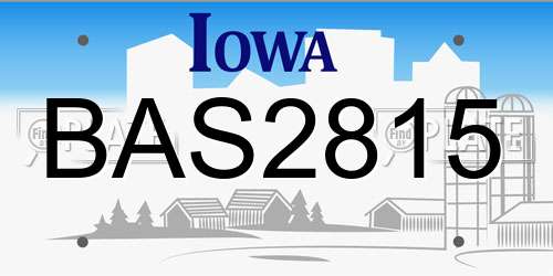 BAS2815 Iowa License Plate