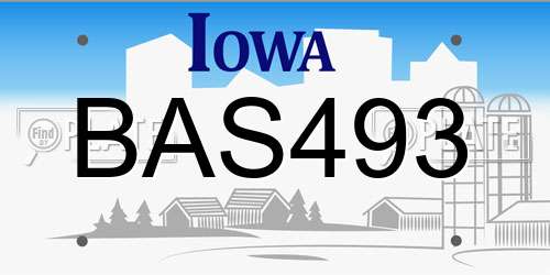 BAS493 Iowa License Plate