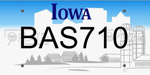 BAS710 Iowa License Plate