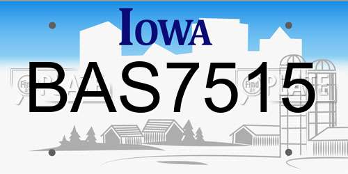 BAS7515 Iowa License Plate