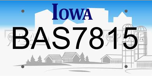 BAS7815 Iowa License Plate