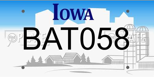 BAT058 Iowa License Plate
