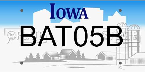 BAT05B Iowa License Plate