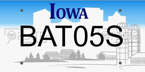 BAT05S Iowa License Plate