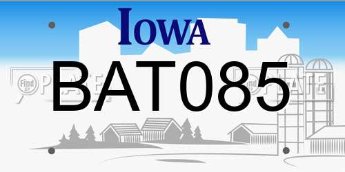 BAT085 Iowa License Plate