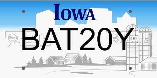 BAT20Y Iowa License Plate